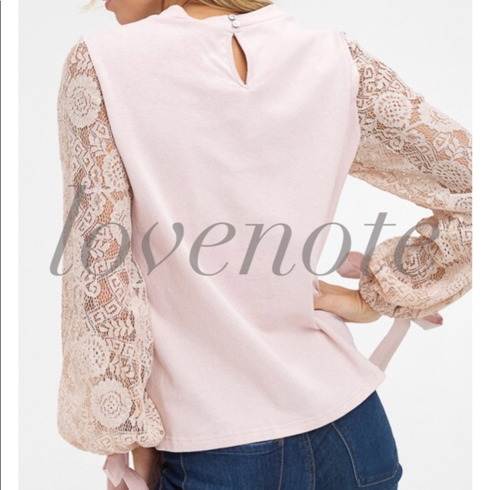 1 left❤️ Blush Cotton Lace Long Sleeve Tie Wrist - Picture 5 of 5